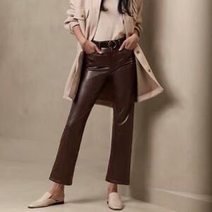 Banana Republic Dark Brown Straight Leg Vegan Leather Pants*NWT*